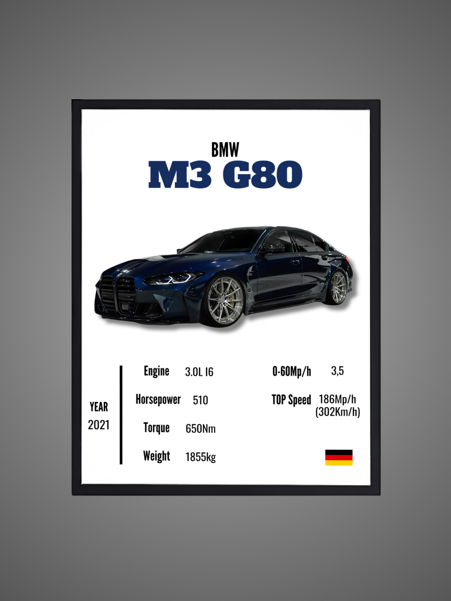 BMW M3 G80 (Competition) - Wall Poster