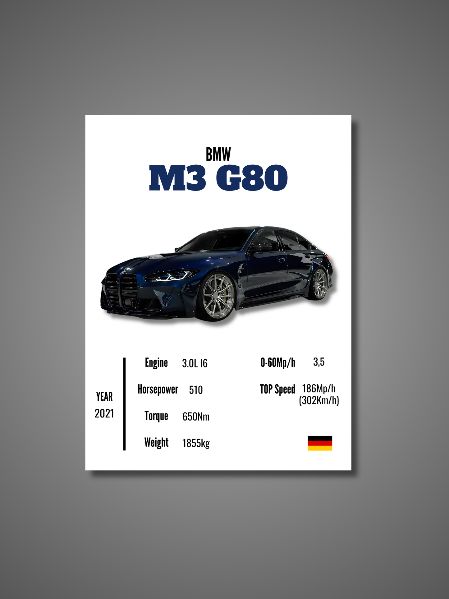 BMW M3 G80 (Competition) - Wall Poster
