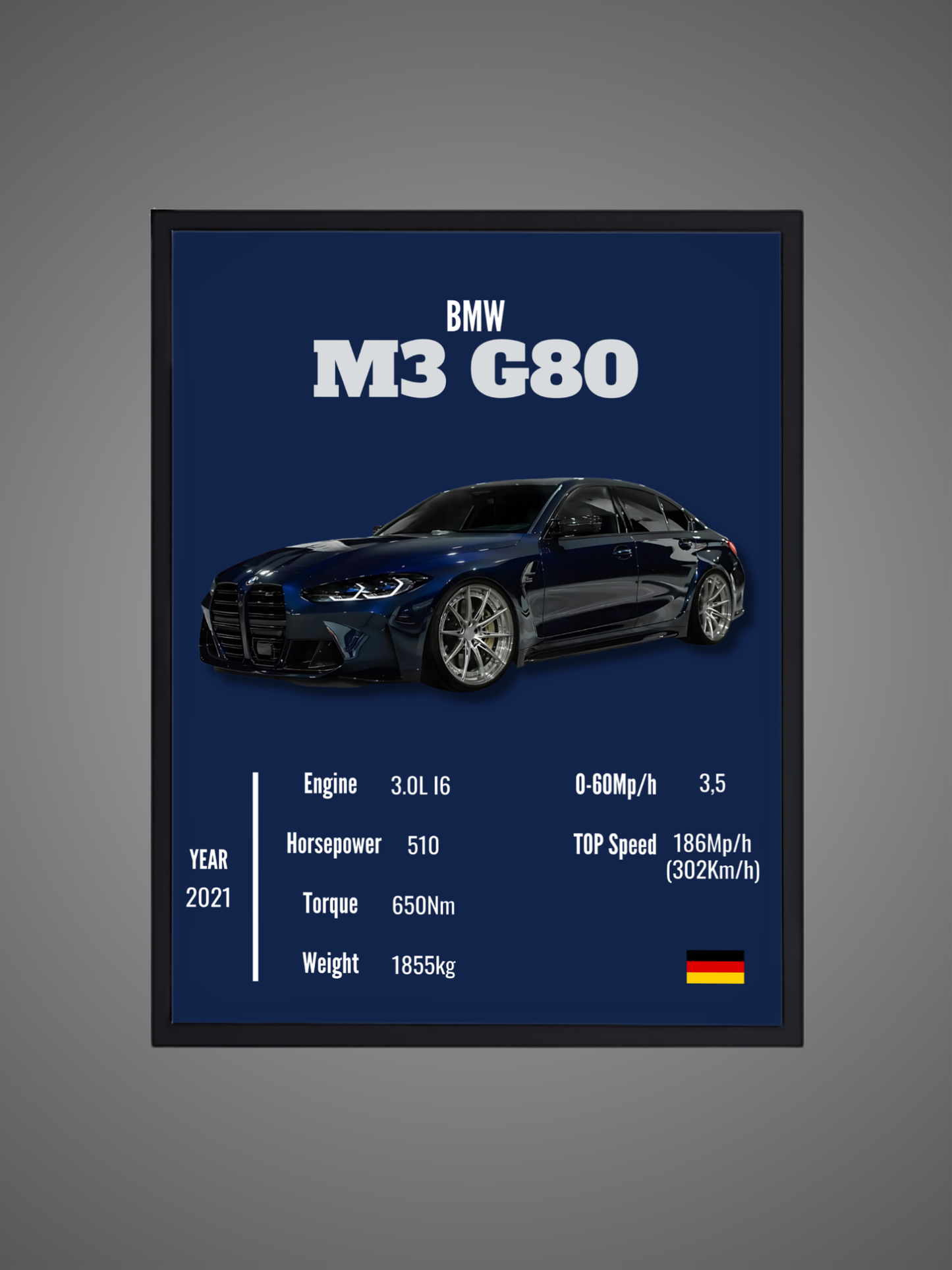 BMW M3 G80 (Competition) - Wall Poster