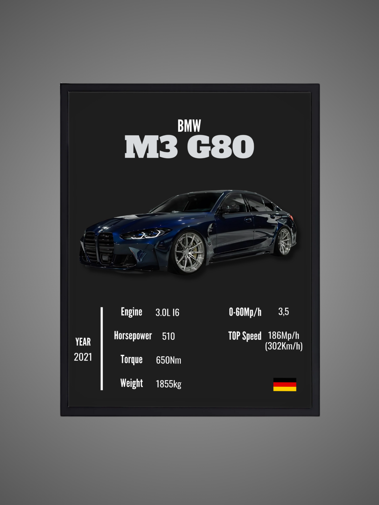 BMW M3 G80 (Competition) - Wall Poster