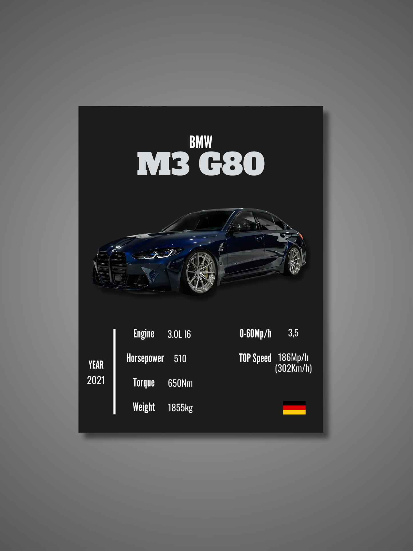 BMW M3 G80 (Competition) - Wall Poster