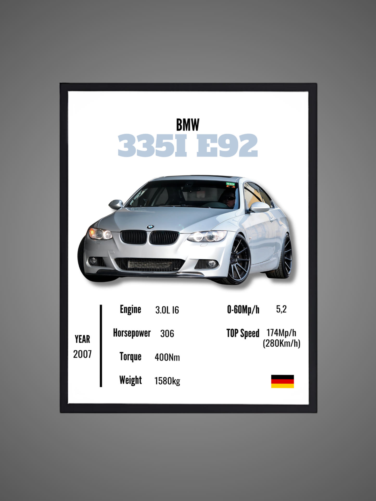 BMW 335I E92 - Wall Poster