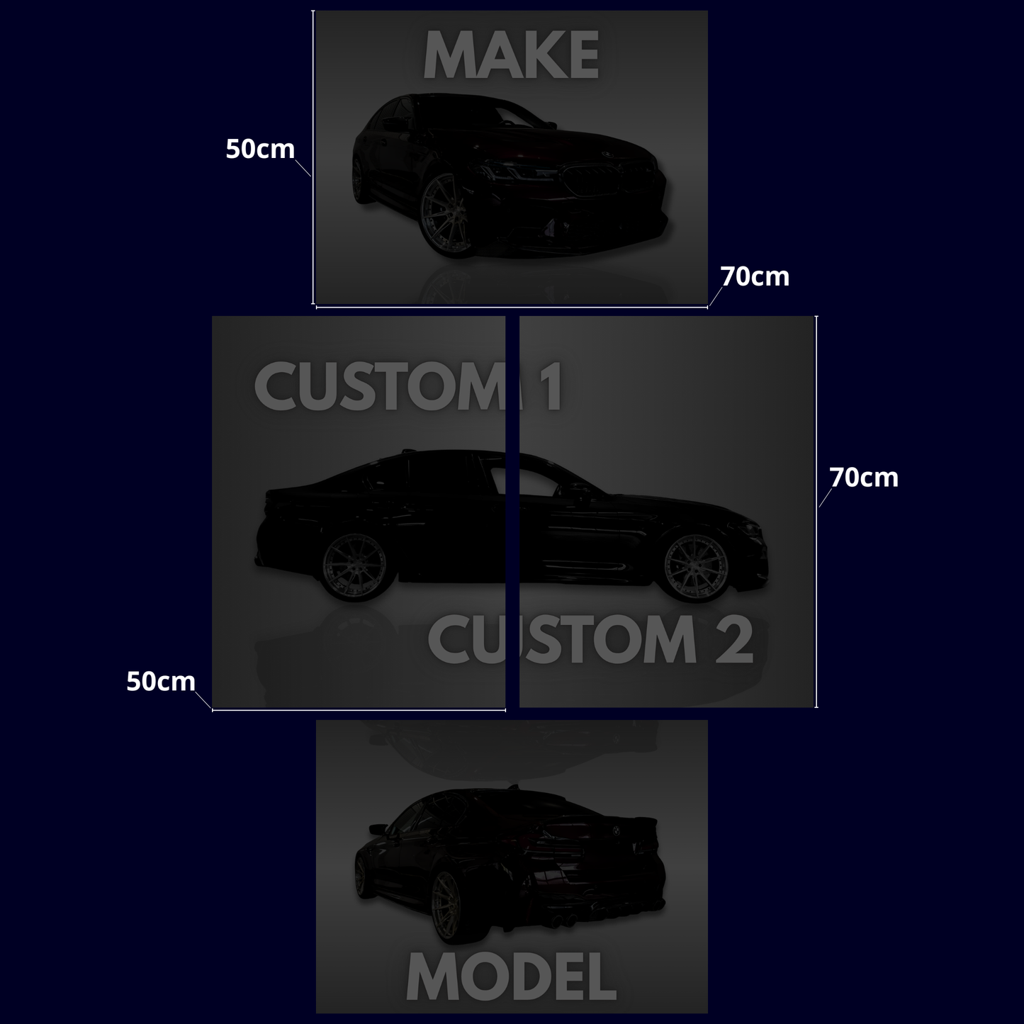 Custom Bil Plakat Sæt – 4 Dele
