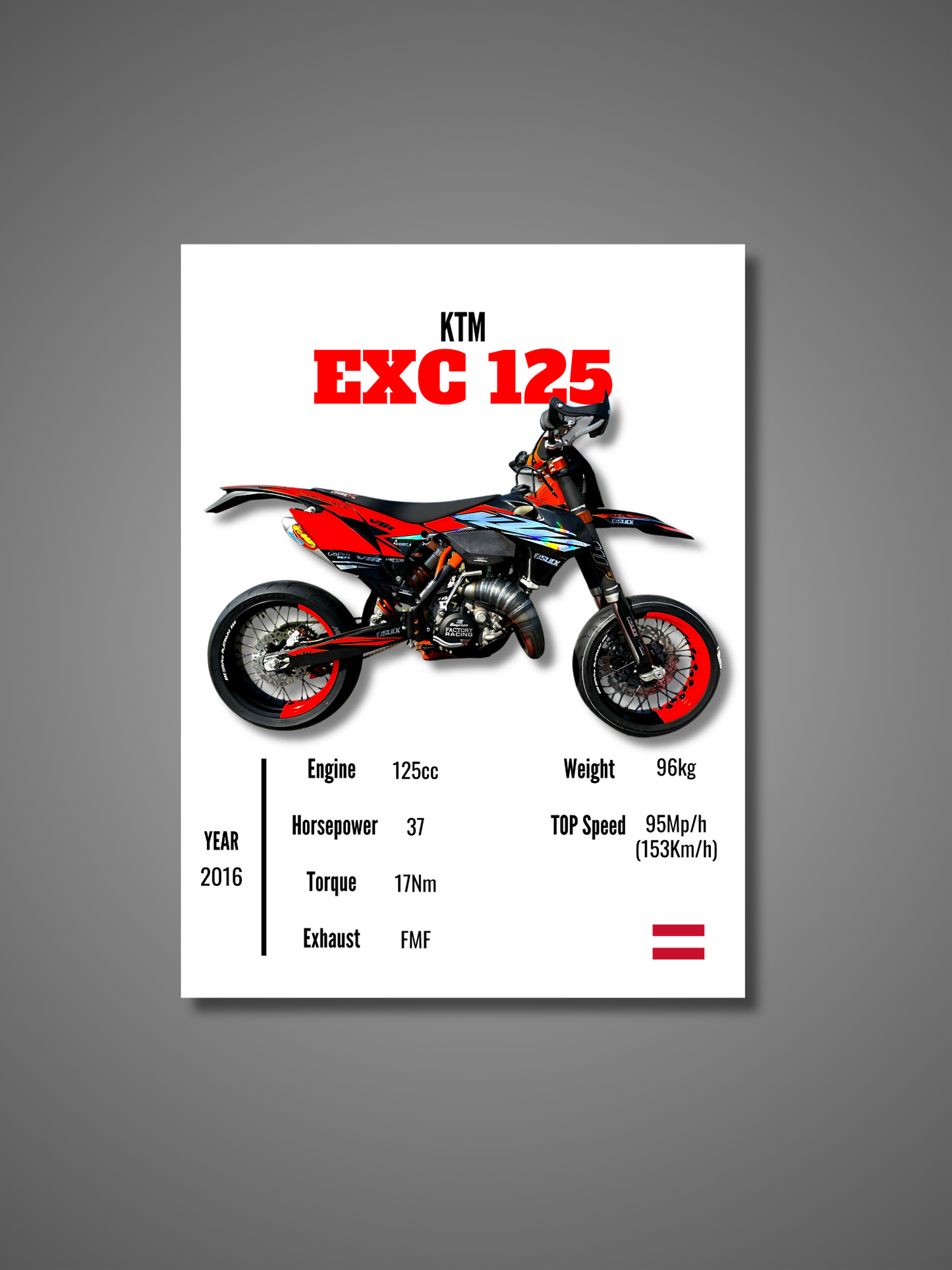 KTM EXC 125 - Wall Poster
