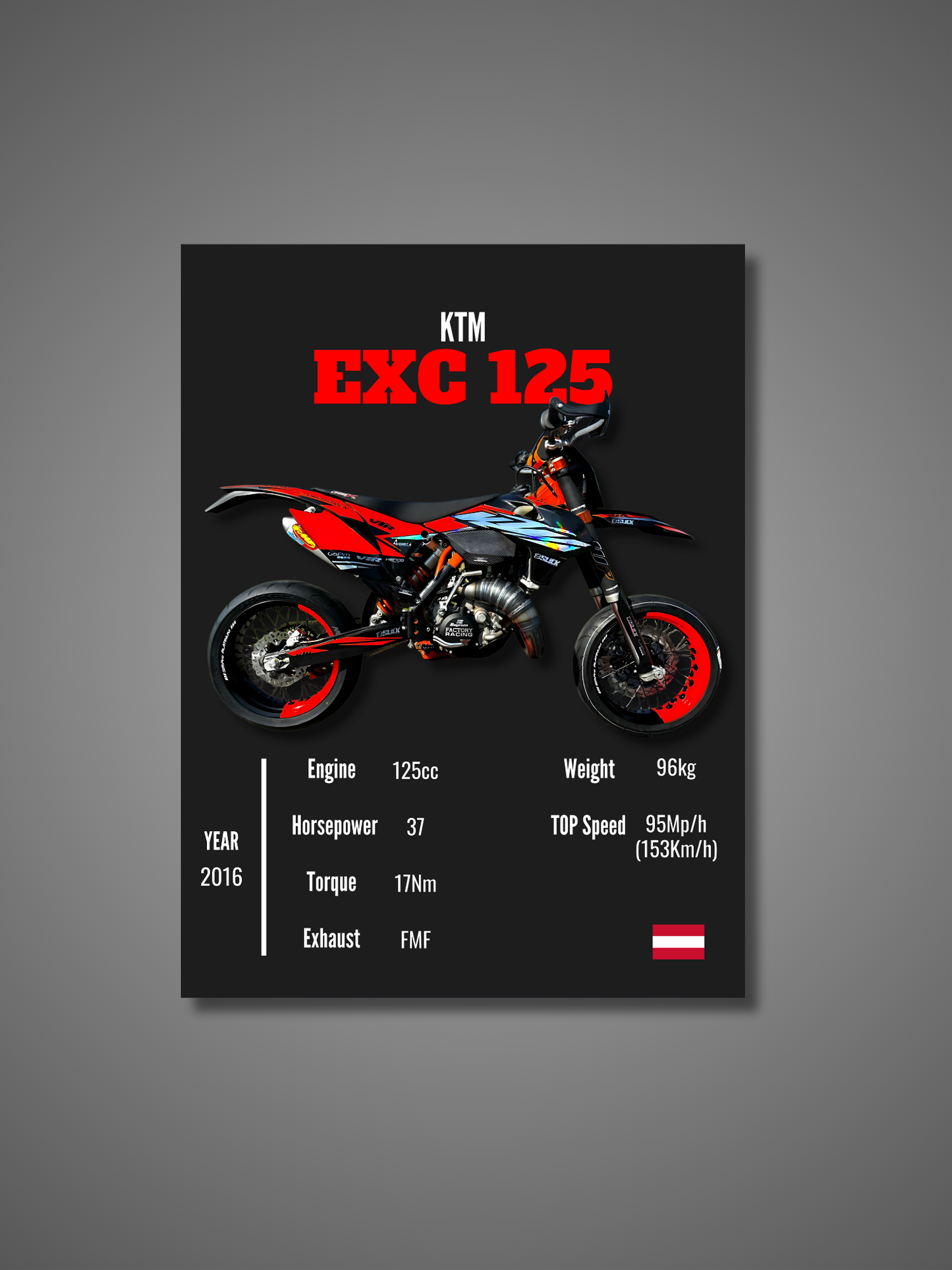 KTM EXC 125 - Wall Poster