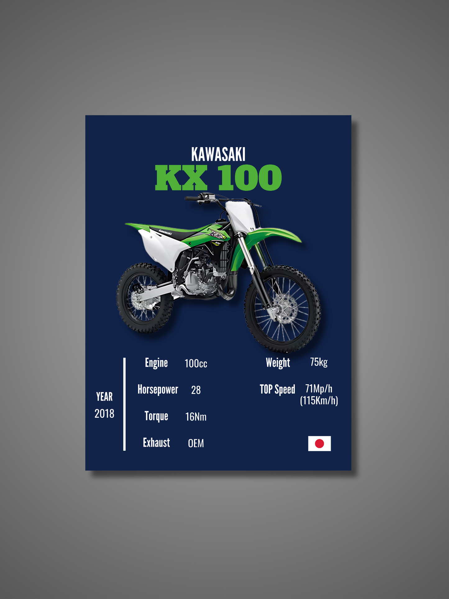 Kawasaki KX 100 - Wall Poster