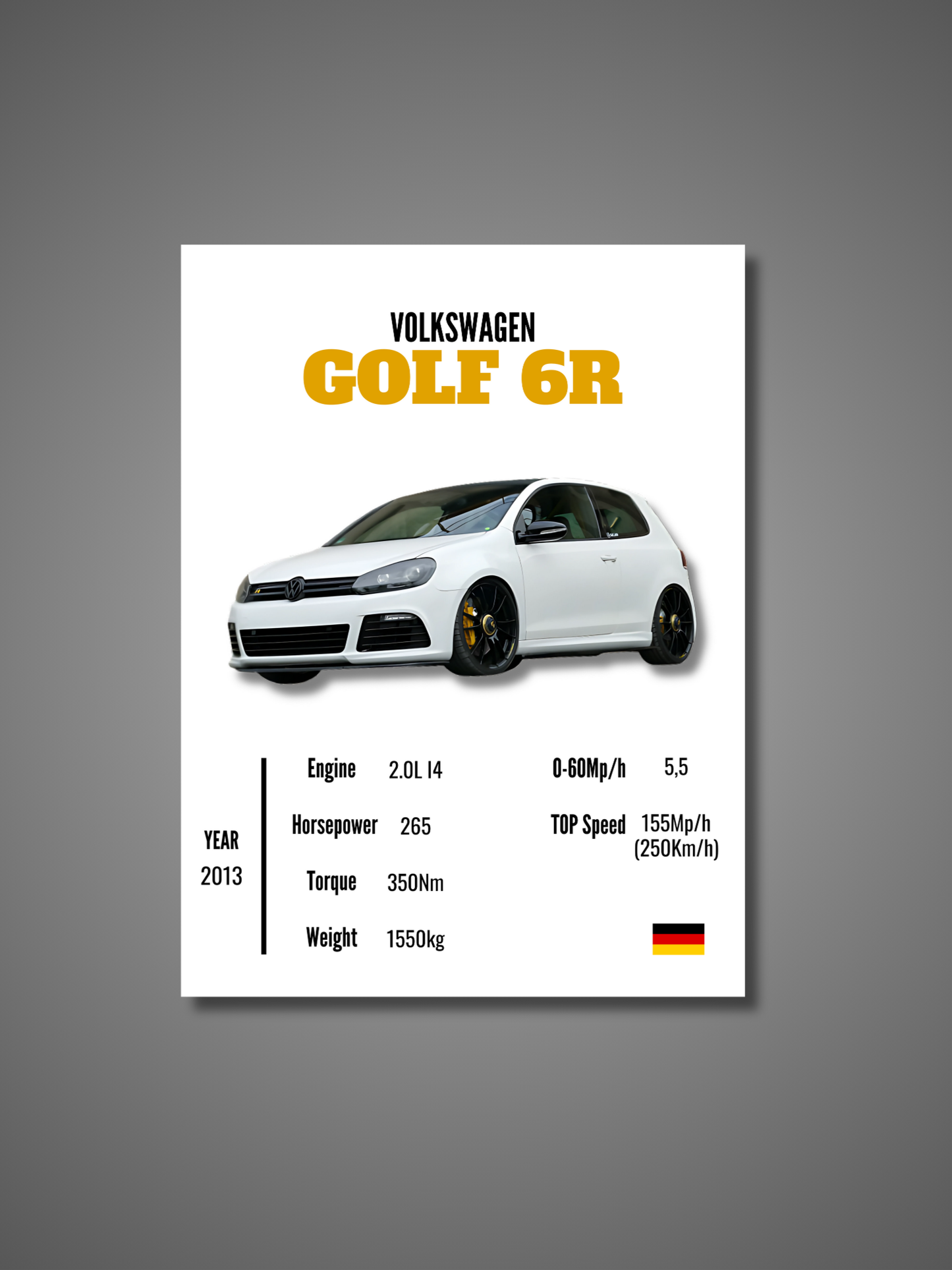 VW Golf 6R - Wall Poster