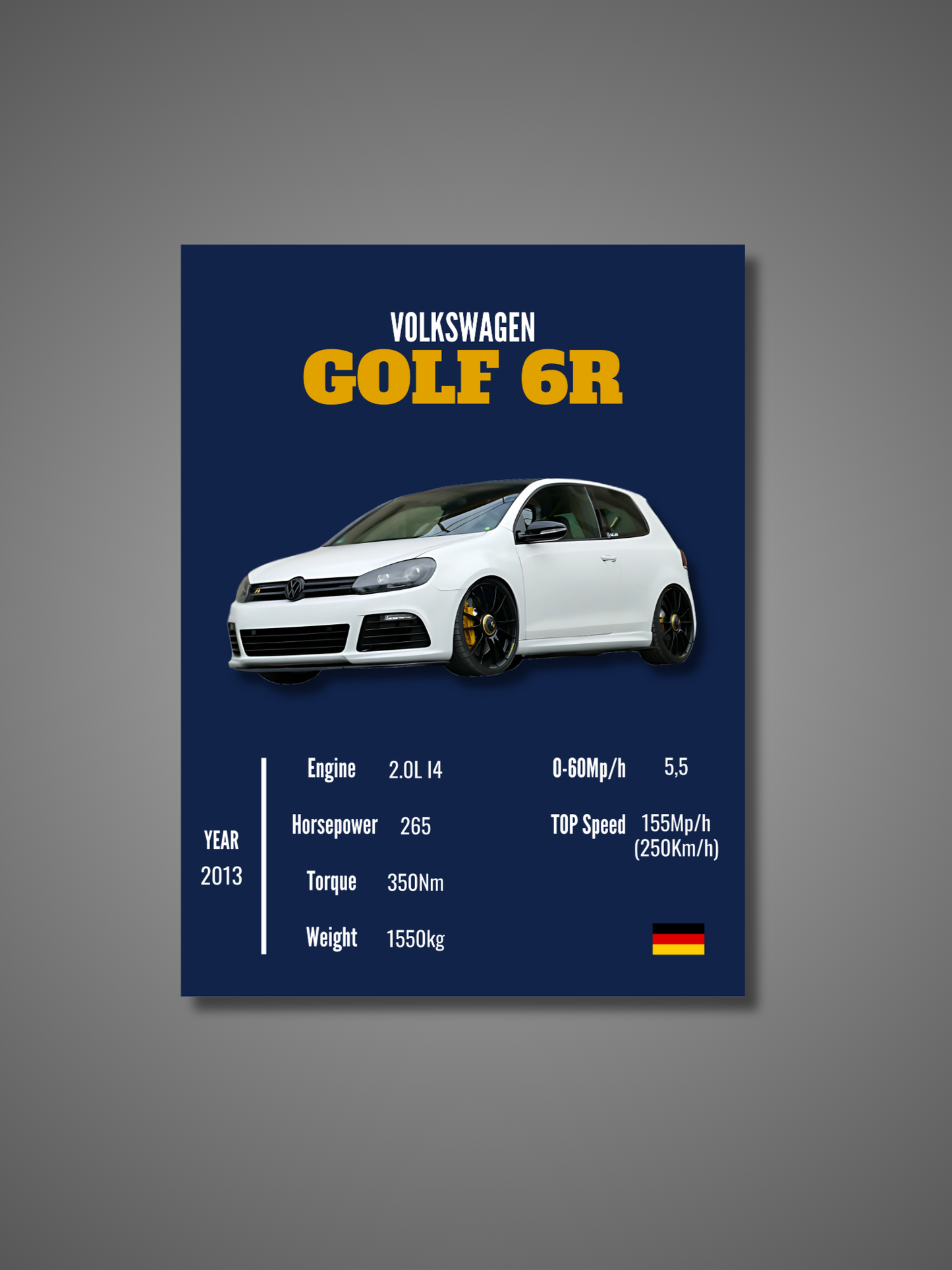 VW Golf 6R - Wall Poster