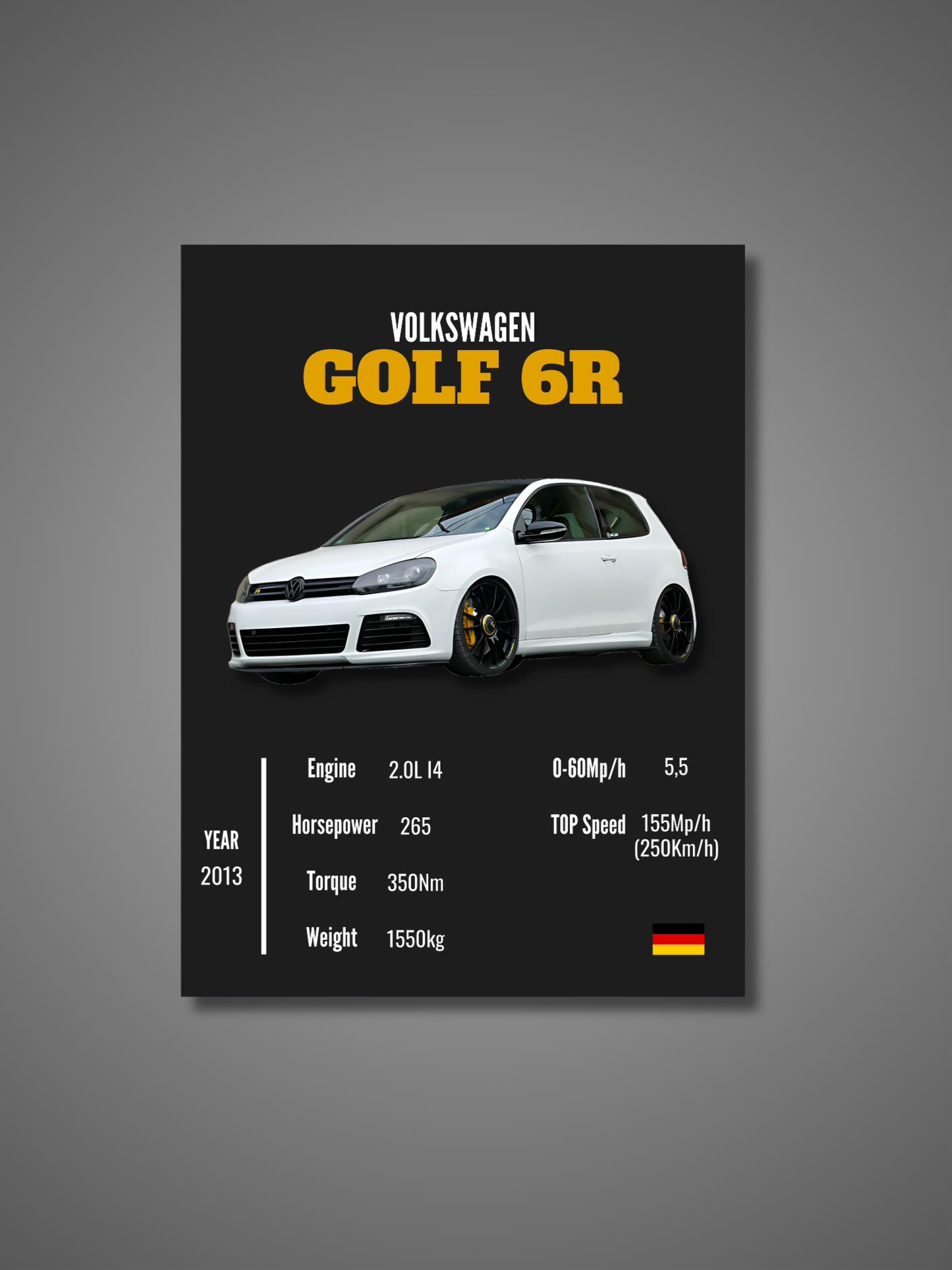 VW Golf 6R - Wall Poster