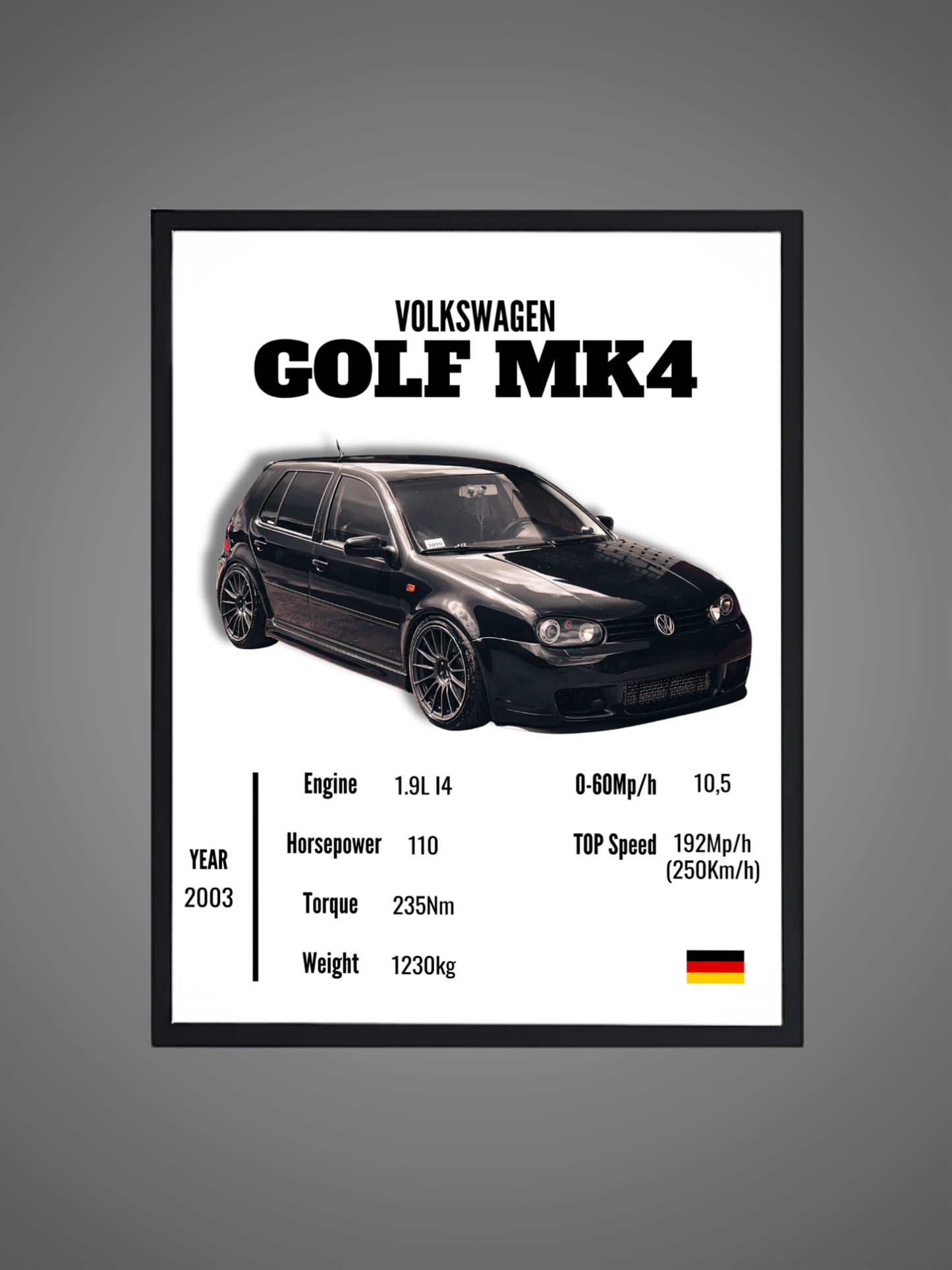 Volkswagen Golf MK4 - Wall Poster