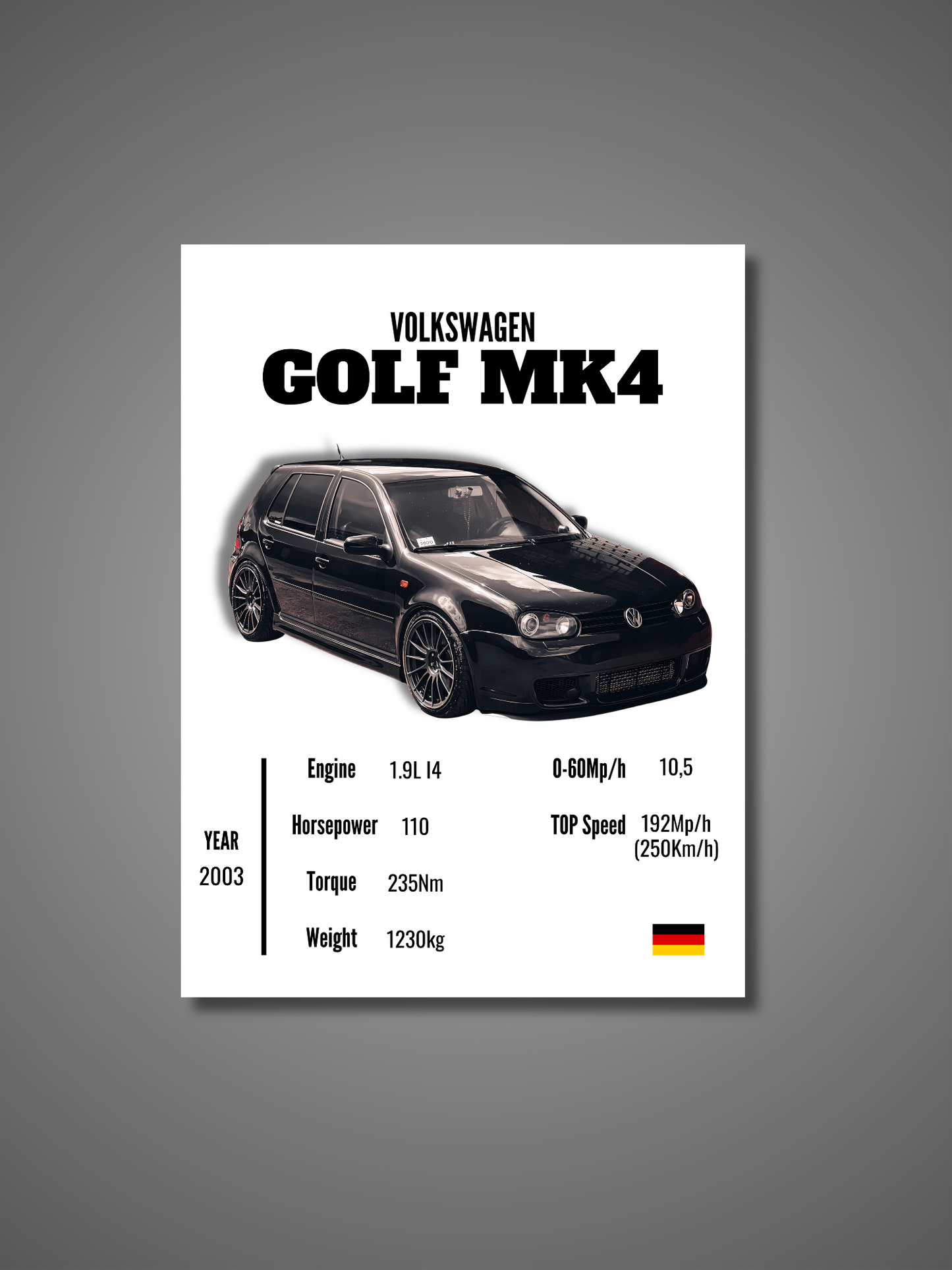 Volkswagen Golf MK4 - Wall Poster