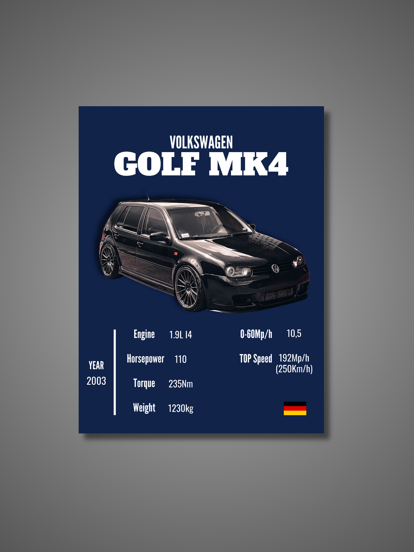 Volkswagen Golf MK4 - Wall Poster