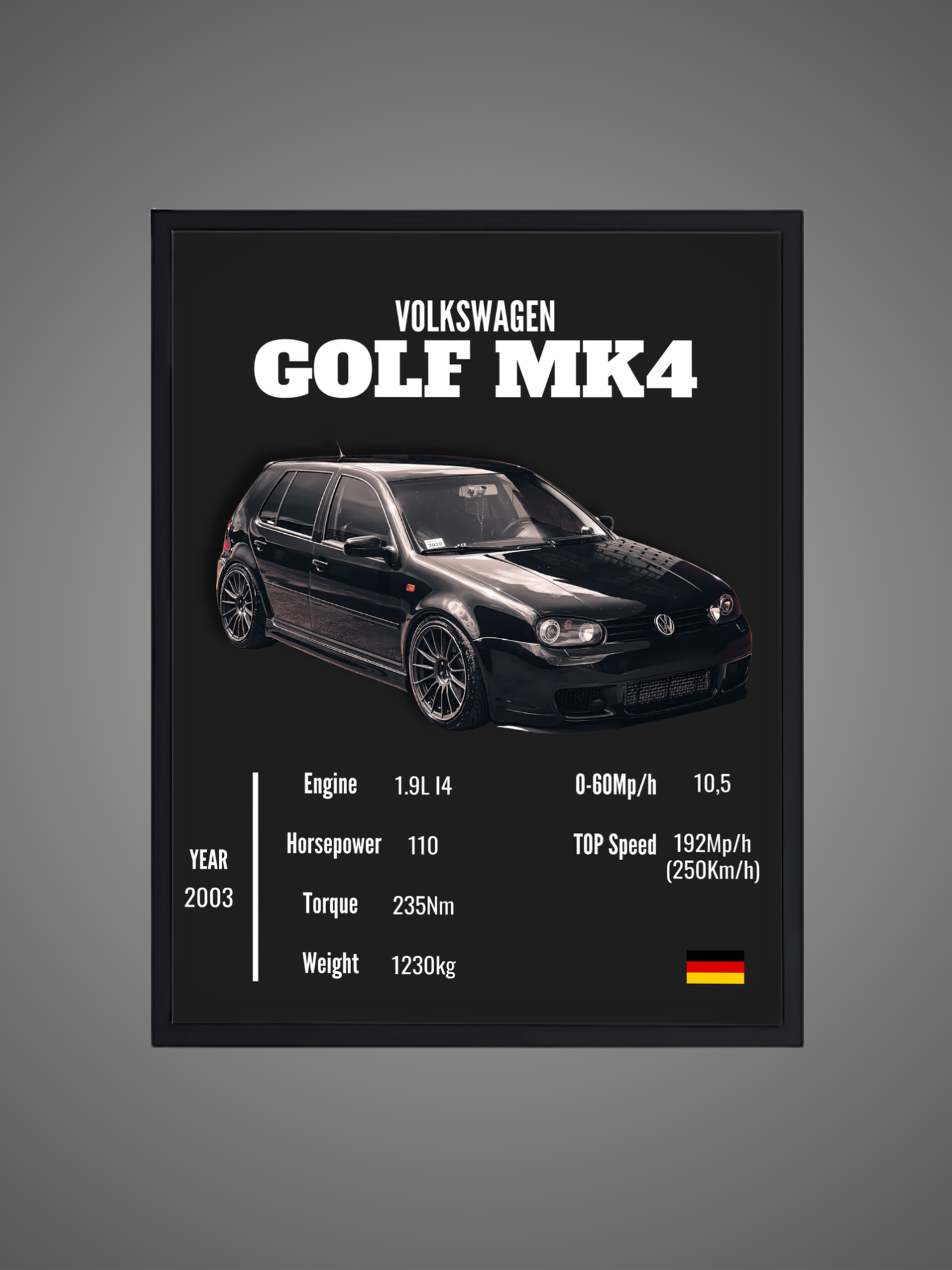 Volkswagen Golf MK4 - Wall Poster