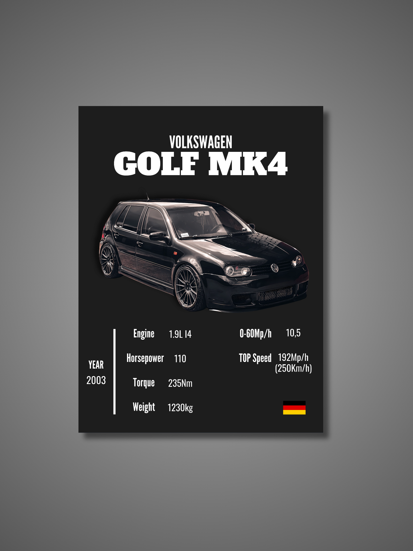 Volkswagen Golf MK4 - Wall Poster