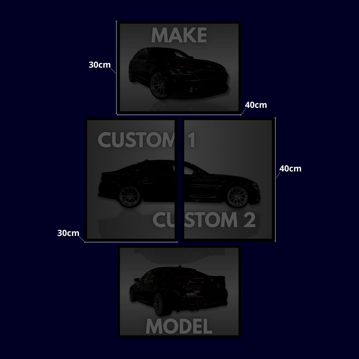 Custom Bil Plakat Sæt – 4 Dele