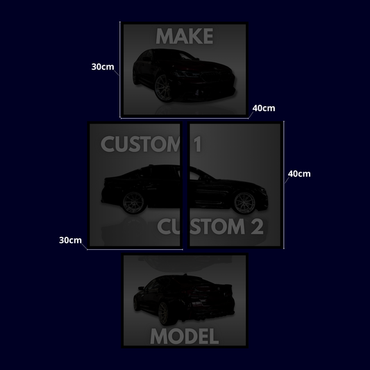 Custom Bil Plakat Sæt – 4 Dele