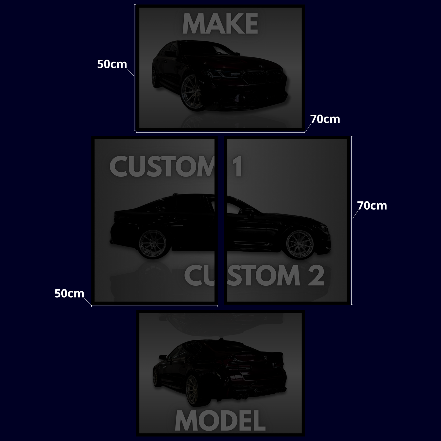Custom Bil Plakat Sæt – 4 Dele