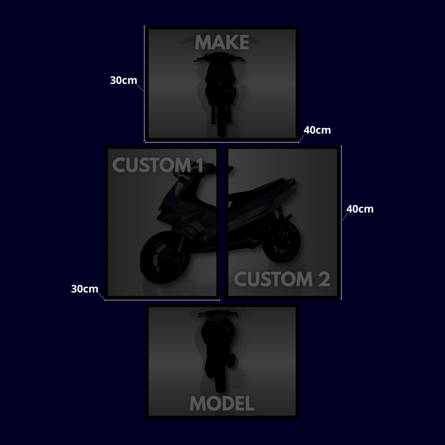 Custom Knallert Plakat Sæt – 4 Dele