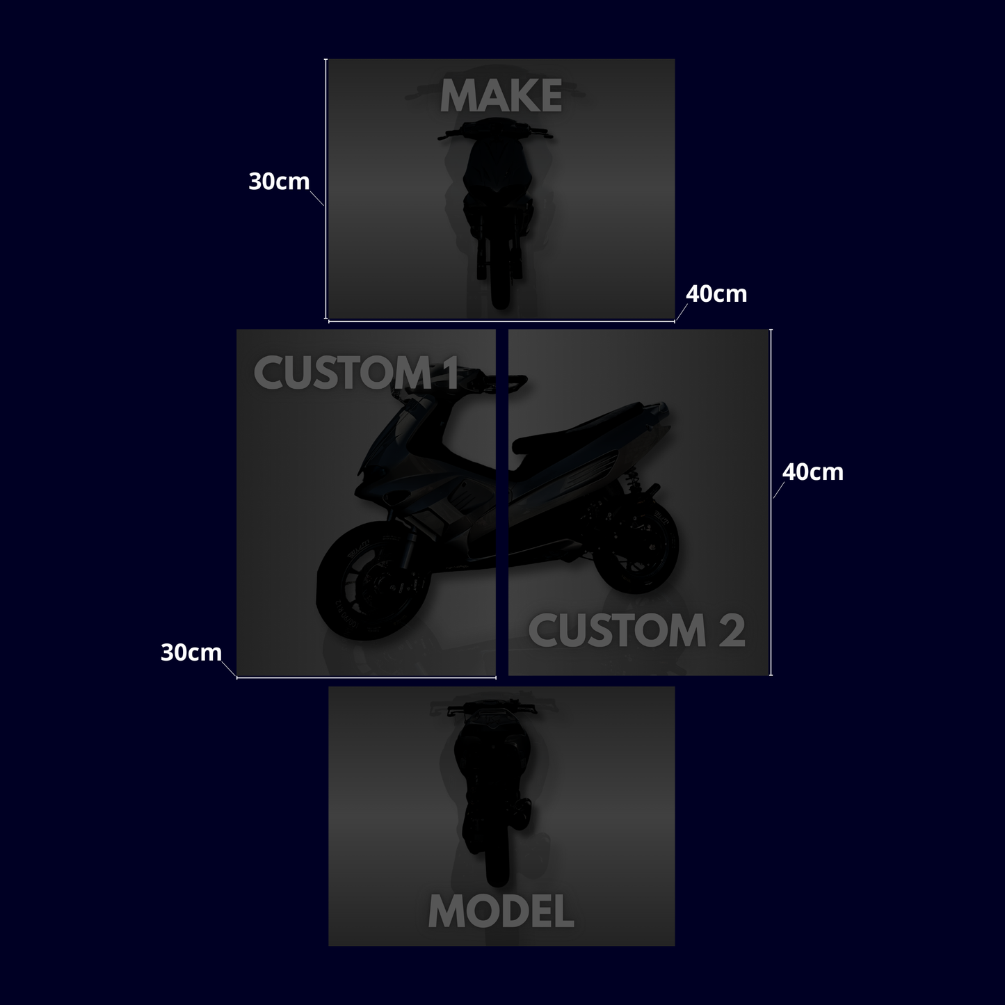 Custom Knallert Plakat Sæt – 4 Dele