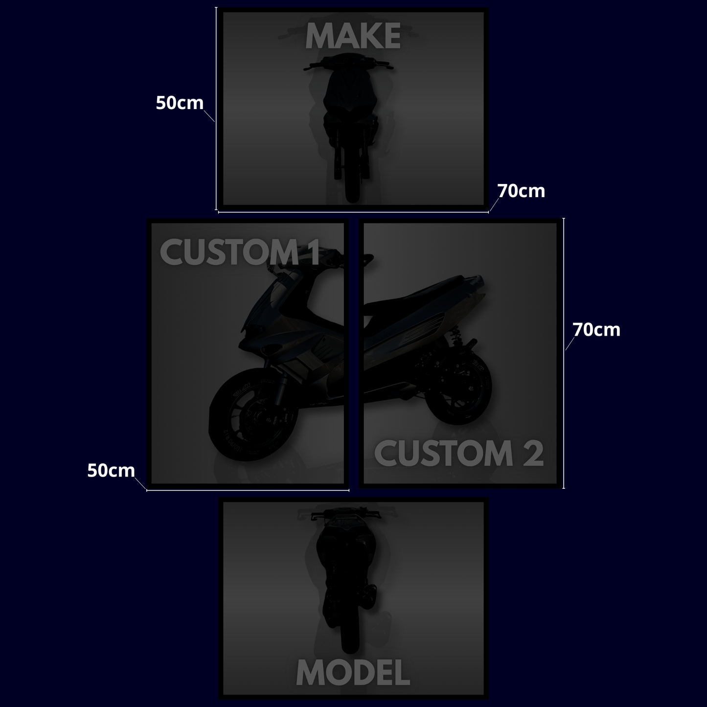 Custom Knallert Plakat Sæt – 4 Dele