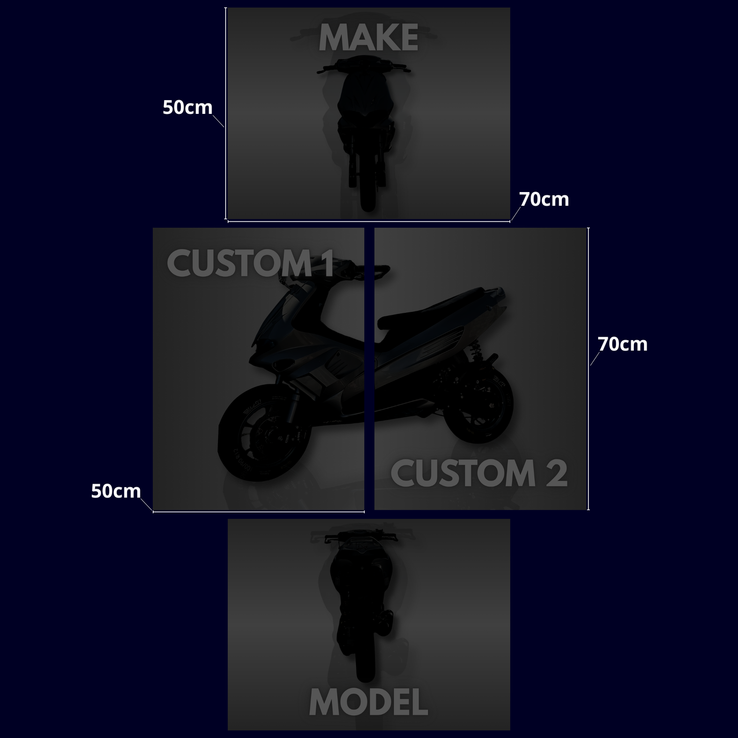 Custom Knallert Plakat Sæt – 4 Dele