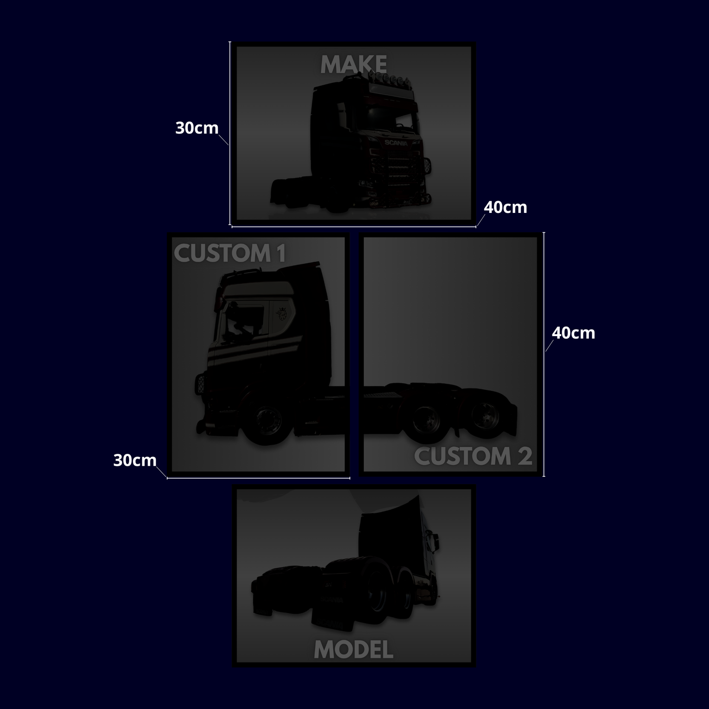 Custom Lastbil Plakat Sæt – 4 Dele
