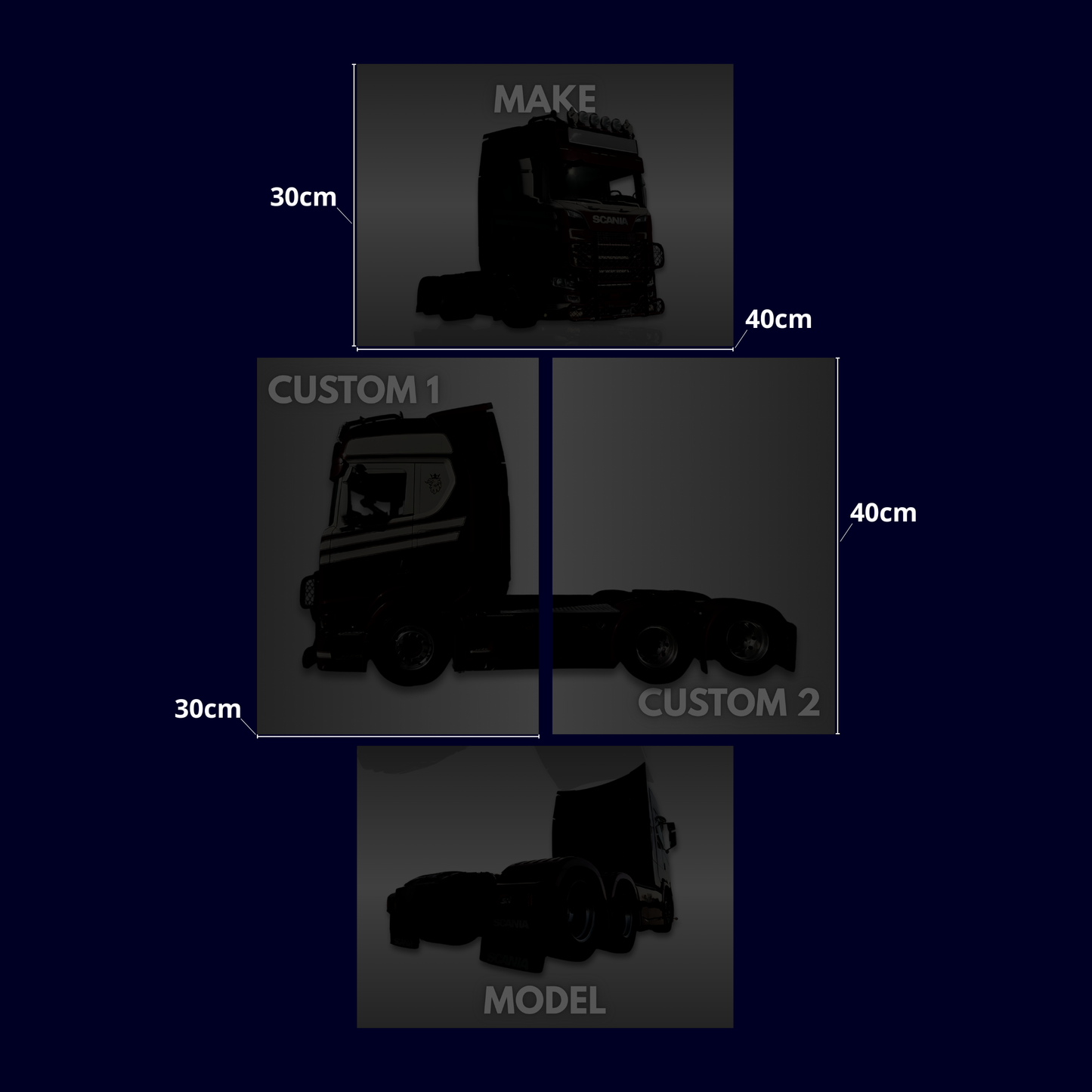 Custom Lastbil Plakat Sæt – 4 Dele