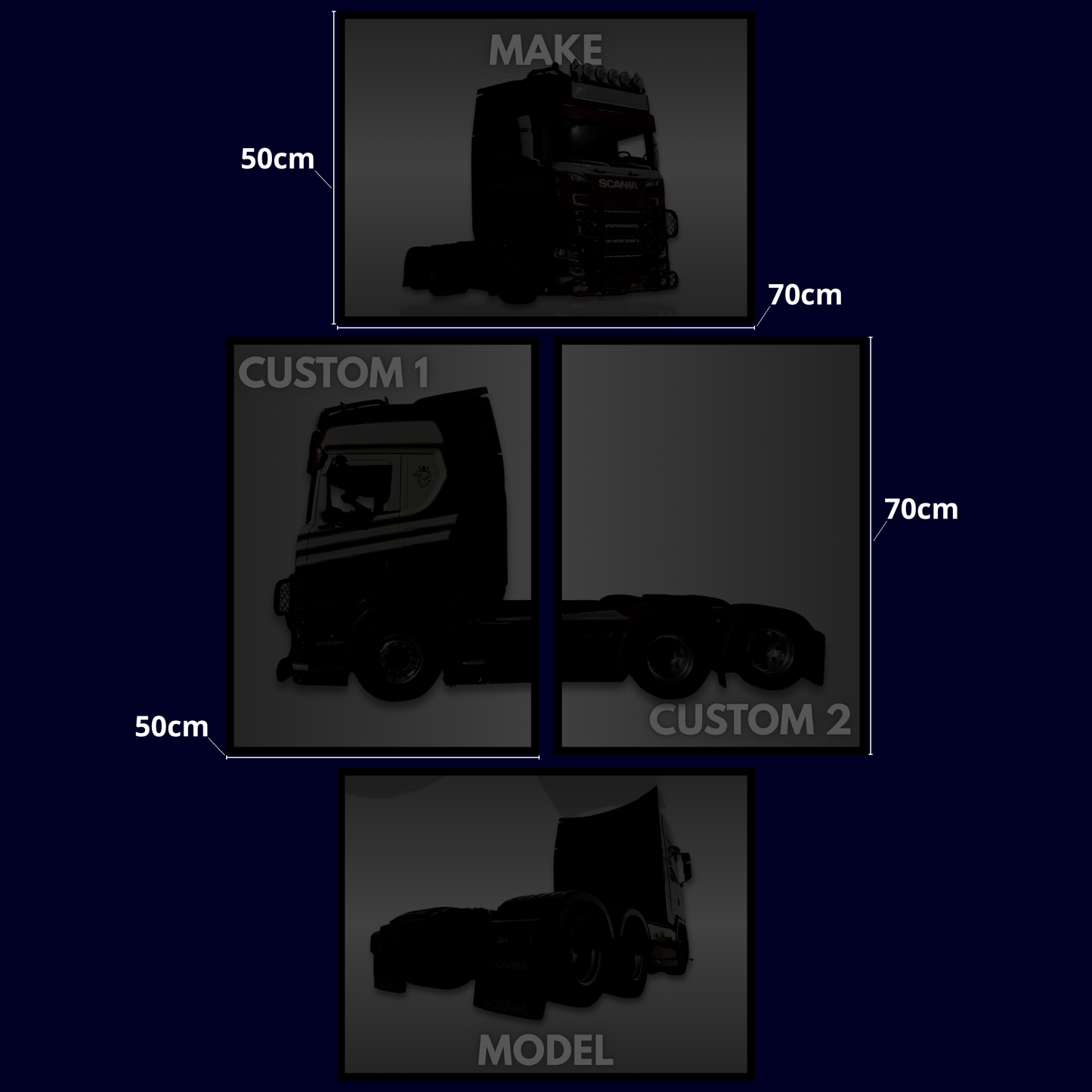 Custom Lastbil Plakat Sæt – 4 Dele