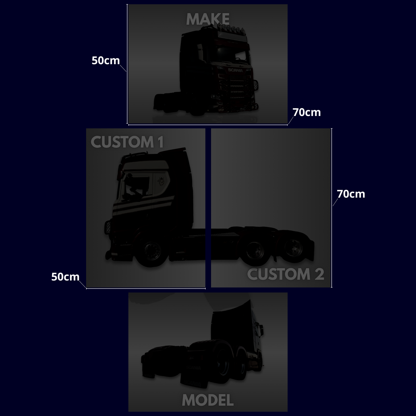 Custom Lastbil Plakat Sæt – 4 Dele