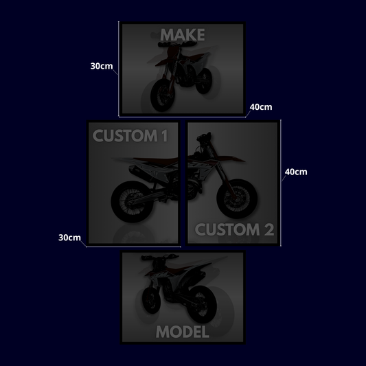 Custom Motorcykel Plakat Sæt – 4 Dele