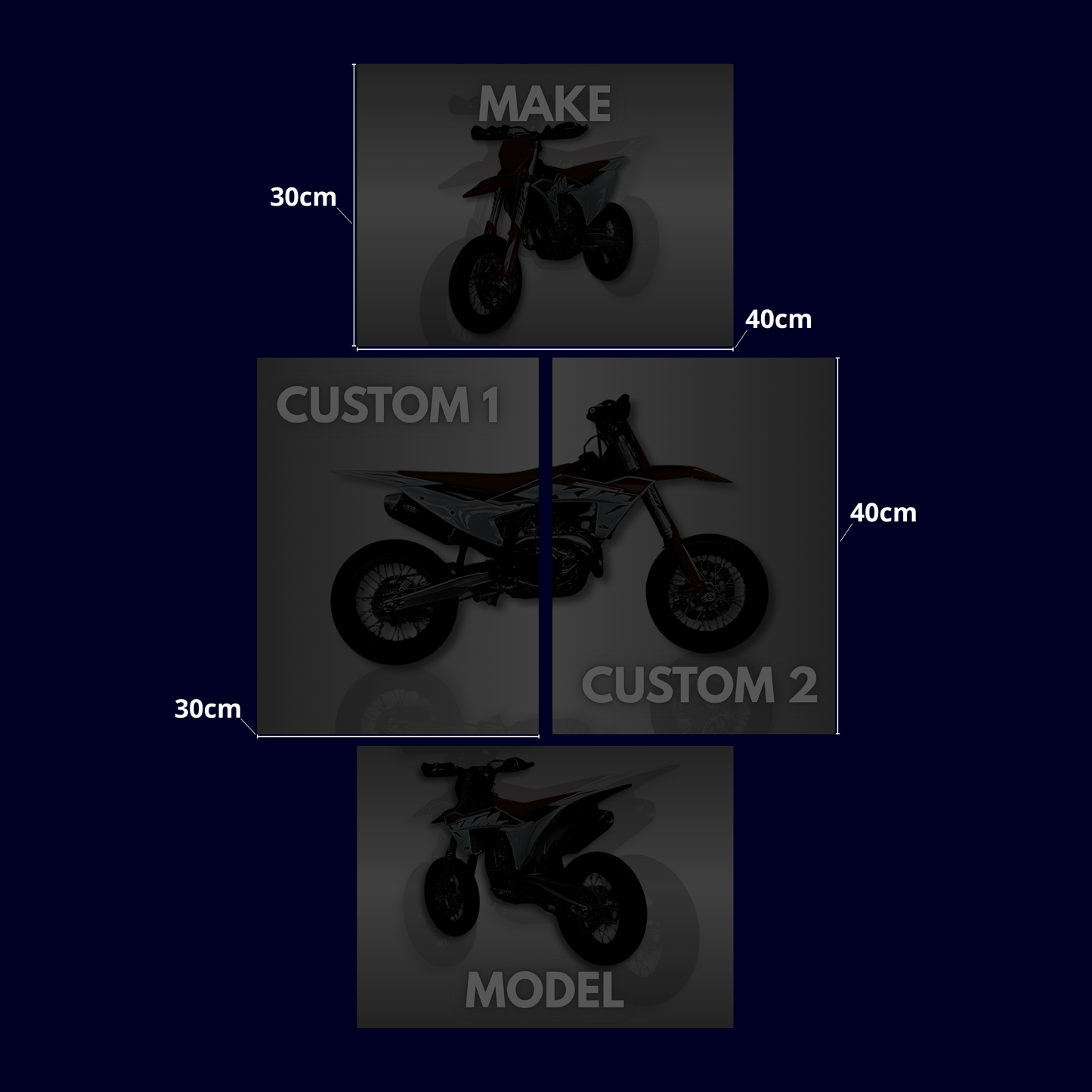 Custom Motorcykel Plakat Sæt – 4 Dele