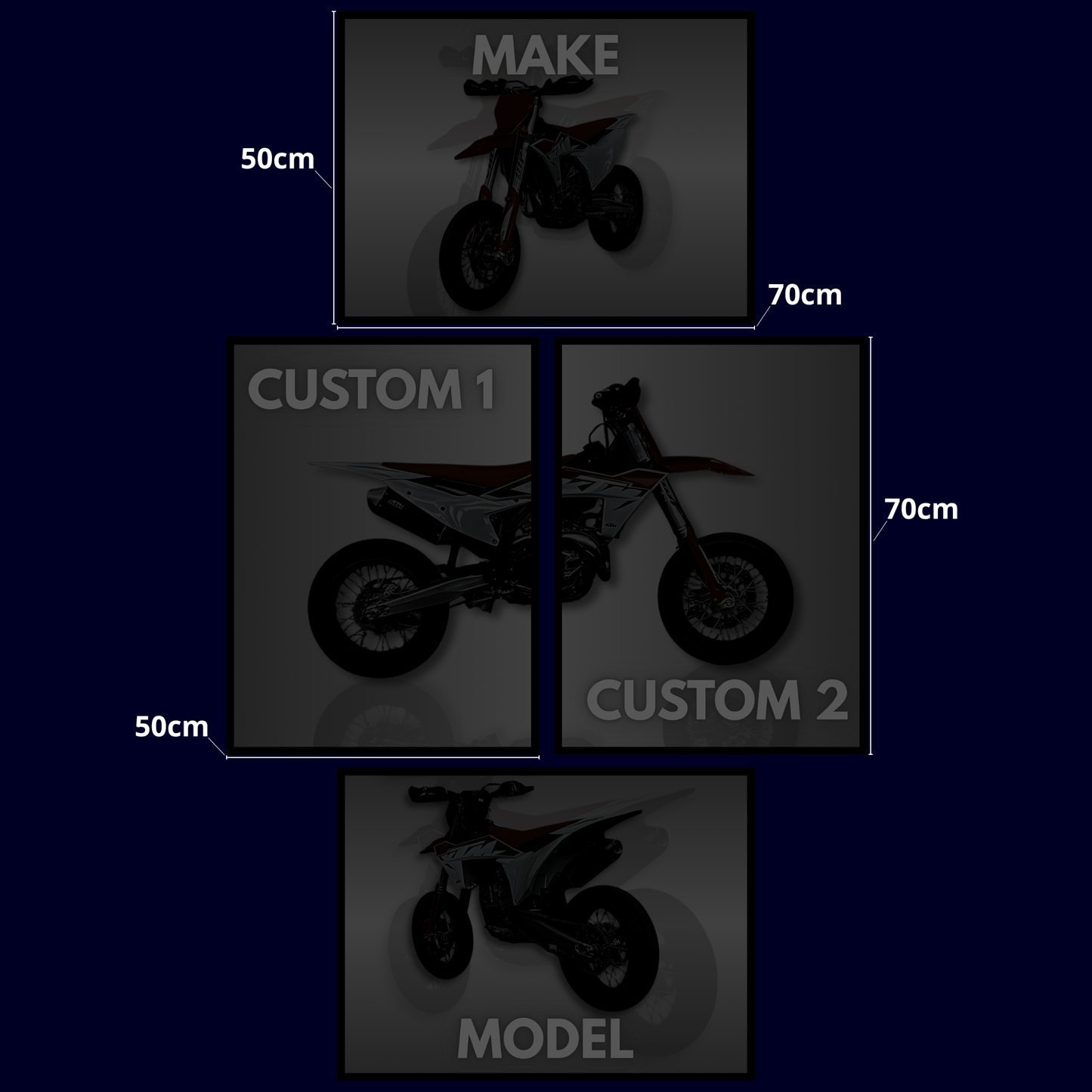 Custom Motorcykel Plakat Sæt – 4 Dele