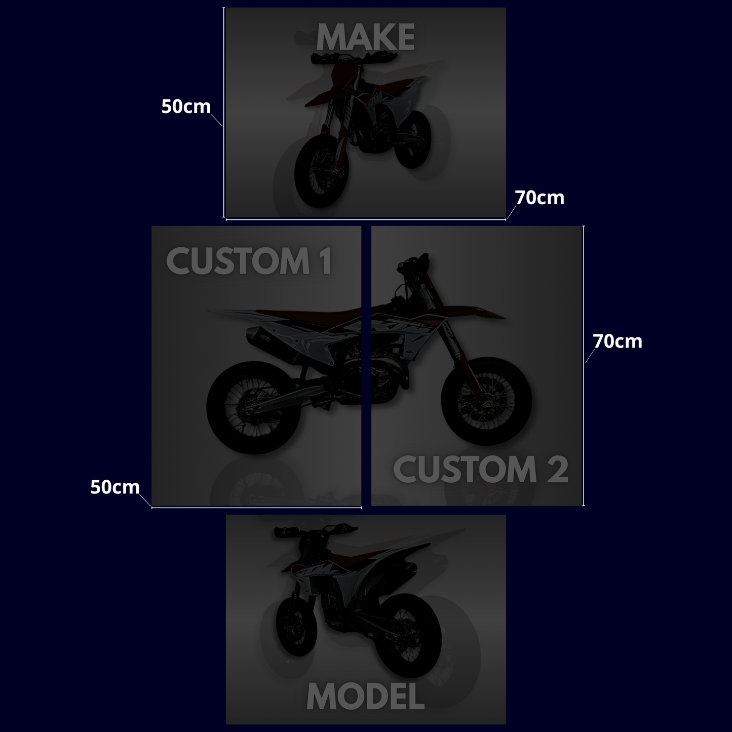 Custom Motorcykel Plakat Sæt – 4 Dele