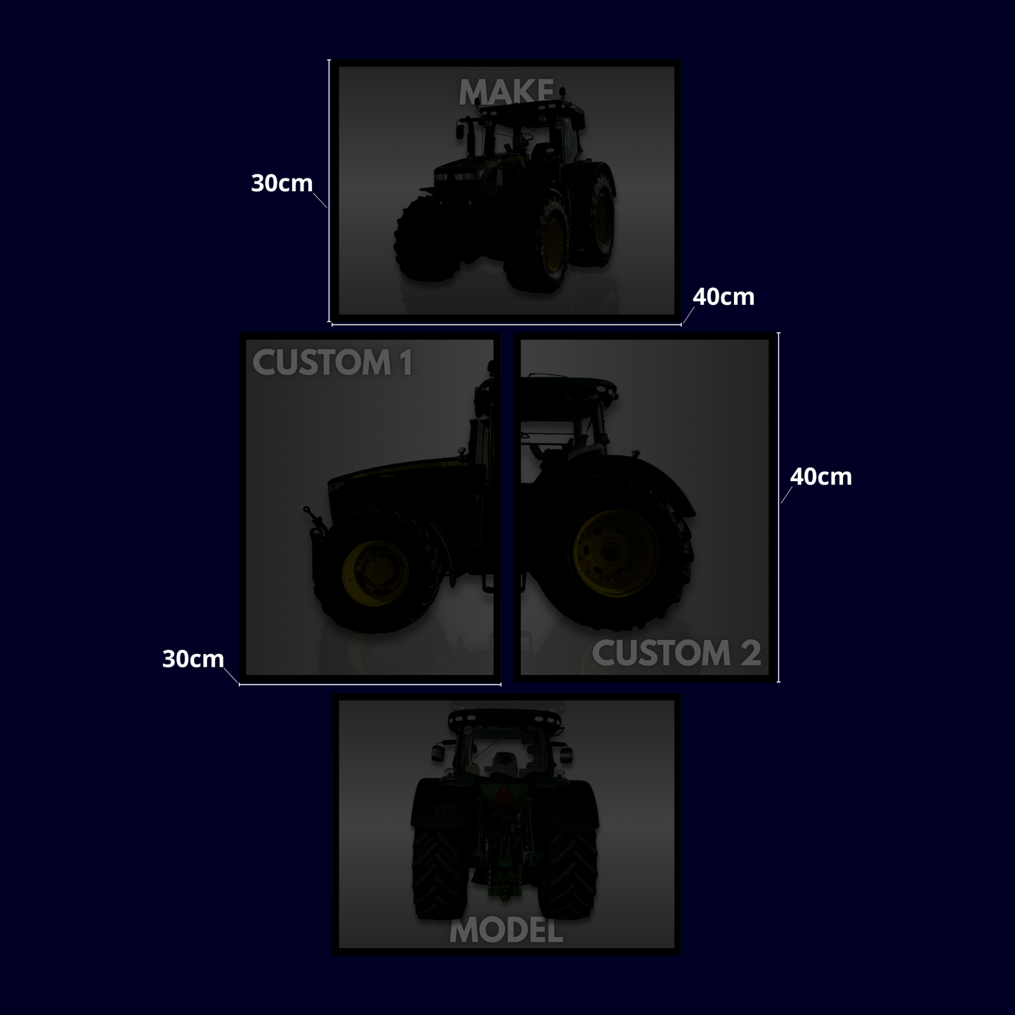 Custom Traktor Plakat Sæt – 4 Dele