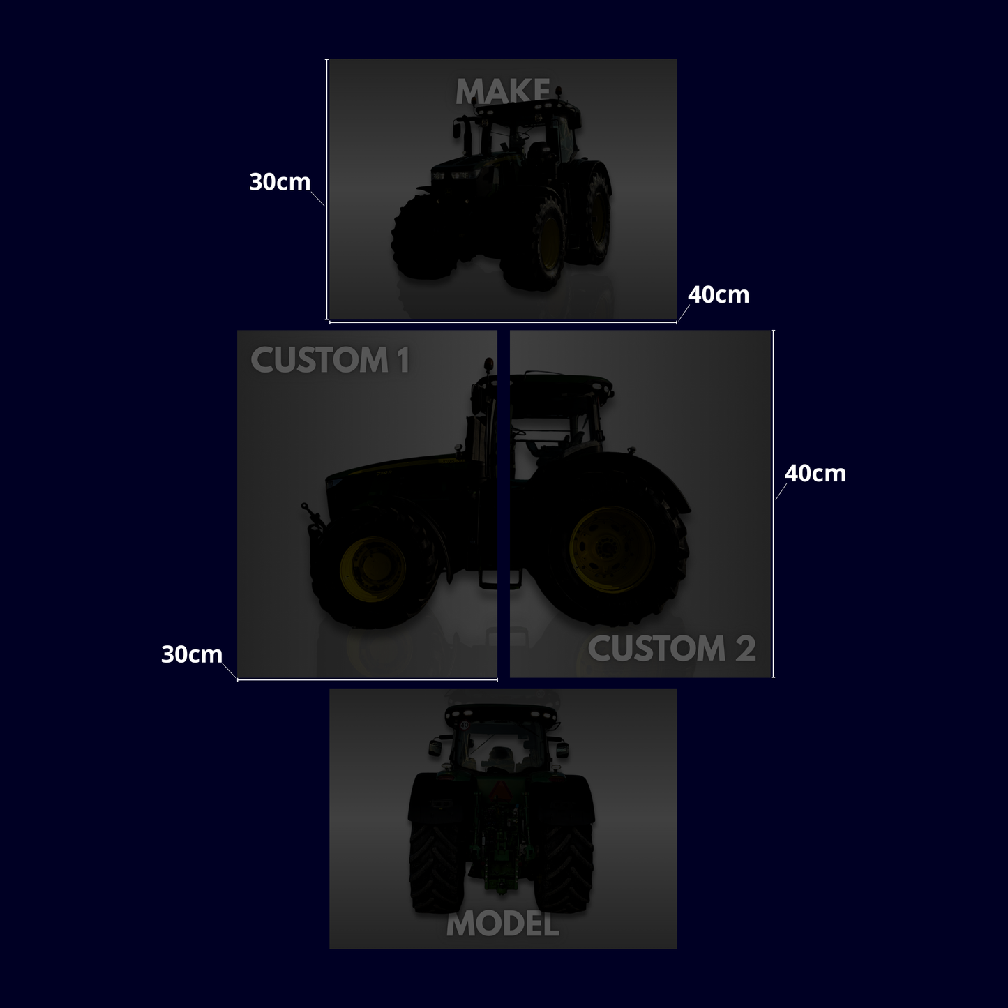 Custom Traktor Plakat Sæt – 4 Dele