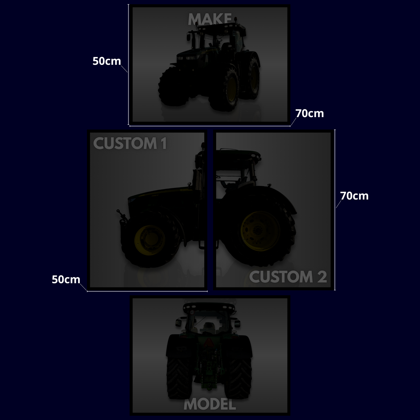 Custom Traktor Plakat Sæt – 4 Dele