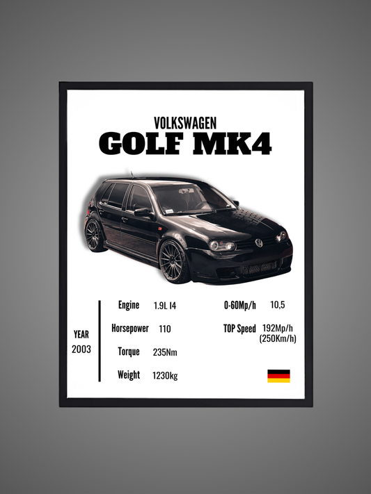 Volkswagen Golf MK4 - Wall Poster